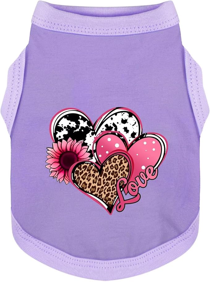 Discover Cozy Cotton Canine Wear: Soft, Lightweight, and Breathable Dog Shirt Vest with Eye-Catching Graphics (Hearts and Love), Keeping Your Furry Friend Comfy! Purple XXL