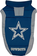NFL Dallas Cowboys Puffer Vest for Dogs & Cats, Size Large. Warm, Cozy, and Waterproof Dog Coat, for Small and Large Dogs/Cats. Best NFL Licensed PET Warming Sports Jacket