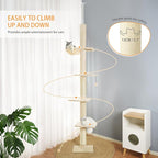 Floor to Ceiling Cat Tree, Cat Tower with Adjustable Height 98-110 Inches, 5 Tiers Tall Cat Tree Floor to Ceiling with Cozy Bed,Platforms, Sisal Scratching Posts for Cats Beige