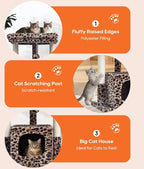 SYANDLVY 27" Cat Tree for Indoor Cats, Activity Tower with Scratching Posts, Modern Kitten Condo with Plush Perch & Hanging Ball for Play, Leopard Print