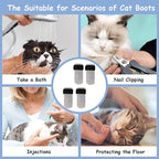 4 Pcs Cat Boots, Paw Covers Anti-Scratch Cat Foot Protectors, Adjustable Mesh Non-Slip Breathable, Suitable for Pet Bathing, Cutting Nails, Injecting (S, Gray)