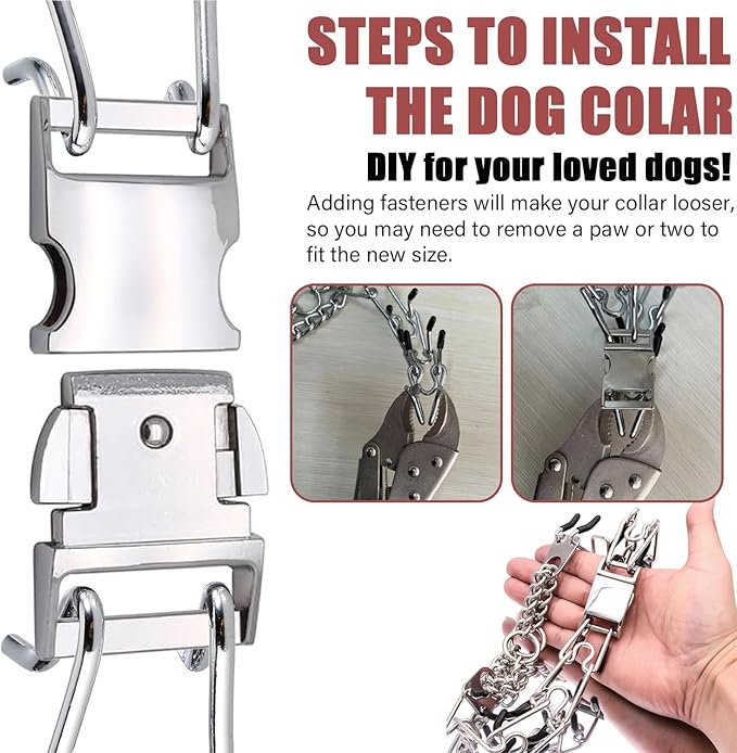 Dog Collar with Stainless Steel Fastener & Quick Release for Medium Large Dogs (Black, M:2.8-3.2mm)