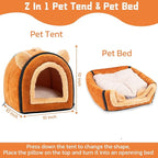 Pet Soft Guinea Pig & Rabbit Cozy Hideout House - Small Animal Bed for Guinea Pigs, Rabbits, Hamsters, Rats & Chinchillas Cave Bed (Brown)