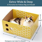 Cardboard Cat Scratcher, No-Mess Cat Scratching Box with Refillable Double-Sided Cat Scratching Pad for Indoor Cats