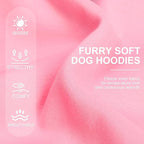 Dog Hoodie for Small Medium Large Dogs, Fleece Plaid Pet Hooded Clothes Sweater with Hat & Pocket for Cold Weather Winter,Warm Soft Pullover Sweatshirt Coat Outfit for Puppy Girls Boys Pink M