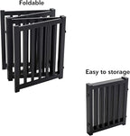 LZRS 4-Panel Wooden Free Standing Foldable Dog Gate Indoor – 24" High, Extra Wide Step-Over Safety Pet Gate for Doorways, Stairs, Hallways, Large Spaces & Playpen for Puppies Indoor Use, Black