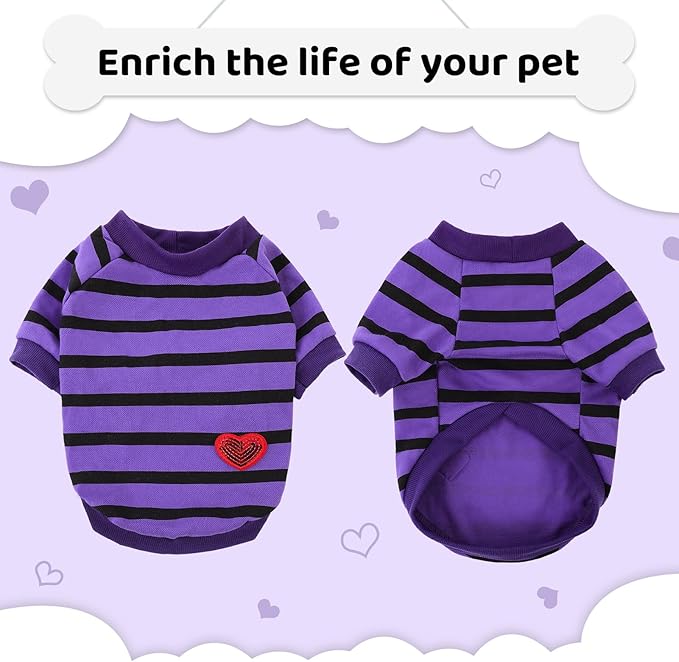 Dog Shirts for Medium Dogs, Striped T-Shirts Dog Vest Pet Apparel Tee Shirts Spring Summer Suitable for Small and Medium Large Pets French Bulldog Bichon, Violet M