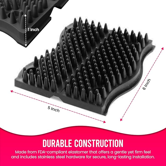 The Original ScratchnAll Animal Scratch Pad, Flexible Acupressure Nubs & Interlocking Design, Very Durable & All-Weather, Great for Domestic, Barnyard and Zoo Animals - USA Made, Black