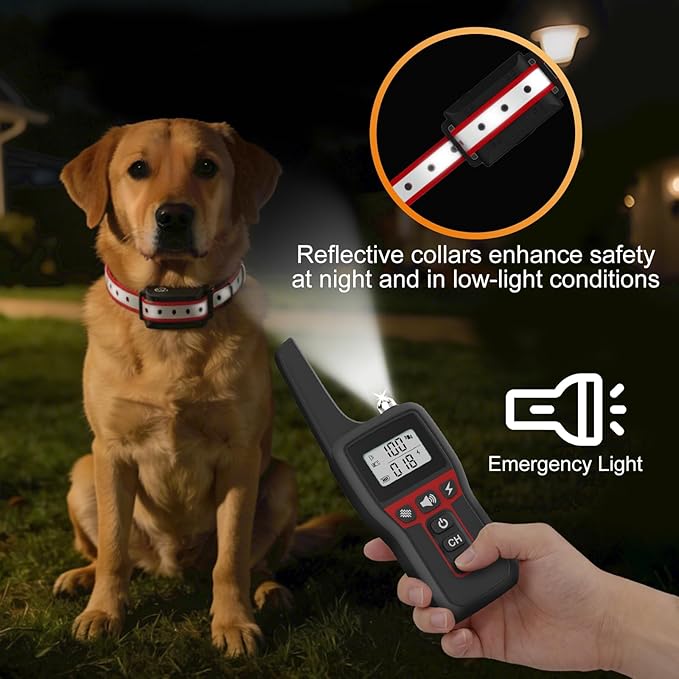 Dog Shock Collar 3280FT Dog Training Collar with Remote IPX7 Waterproof Electric Dog Collar with 4 Training Modes Beep Vibration Static Electricity Flashlight for Small Medium Large Dog