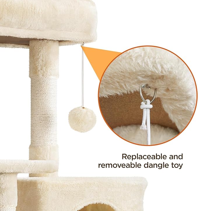 Topeakmart 63in Cat Tree, Large Cat Tower Furniture with Cat Condo, Padded Platform & Sisal-Covered Scratching Post, Stable Cat Tower Pet Play House