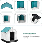 YITAHOME Plastic Dog House, Waterproof Indoor Outdoor Doghouse for Large or Small Dog, with Air Vents and Elevated Floor, Easy Assemble and Clean