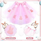 3 Pieces Easter Dog Costume Set Including Easter Rabbit Ears Headband Easter Dog Tutu Dress Cute Pet Tutu Pink Easter Pet Scarf for Medium Dogs Holiday Outfit Accessory