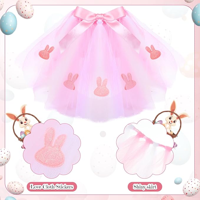 3 Pieces Easter Dog Costume Set Including Easter Rabbit Ears Headband Easter Dog Tutu Dress Cute Pet Tutu Pink Easter Pet Scarf for Medium Dogs Holiday Outfit Accessory