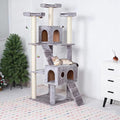 Extra Large Platform Cat Tree 69in Sturdy Cat Scratching Tree for Indoor Cats Large Adult Big Cat Perch Tower with 3 Padded Perches 5 Scratching Posts Cat Condo Hammock Gray