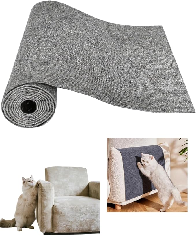 Heavy-Duty Cat Scratch Couch Furniture Protector, Adhesive Cat Scratch Pad Deterrent for Furniture, DIY Climbing Cat Scratcher Couch Protector from Cat Claws Scratching (Premium Grey, 78.7x15.7Inch)