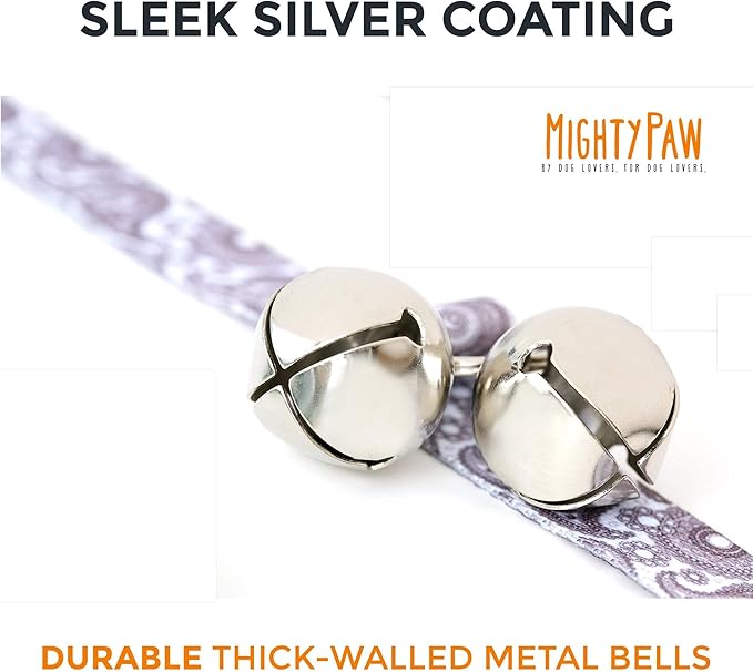 Mighty Paw Designer Dog Doorbell - Tinkle Bell 2.0 - Potty Training Aid - Doggy Bell for Housetraining - Stormy Grey Paisley