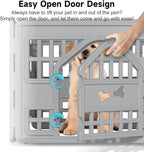 DRATO Dog Pet Playpen Gate for Dogs Cats Safe Secure Indoor Outdoor Pet Fence with Gate Easy to Clean Keep Pets Secure (Gray, 33.54 * 33.54 * 23.82, 4)