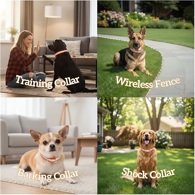 Waterproof Replacement Strap for Shock Collars, Adjustable Bark and E Collar Strap, Fits 5–150 lbs Dogs, Reflective TPU Dog Training and Invisible Fence Replacement Collars 3/4 inch Dog Collar 2 Pack