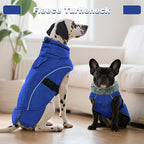 DENTRUN Winter Warm Dog Coat Reflective Jacket with Turtleneck for Cold Weather, Adjustable Buckle Windproof Water Repellent, Thick Snowsuit Fleece Vest for Small, Medium, Large Dogs, Blue, XXL