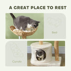 37 Inch Cat Tree with Scratching Posts - Modern Wooden Cat Tower with Condo, Plush Beds, Cushions & Toy Balls, Anti-Tip Kit for Indoor Cats, Multi-Level Furniture for Small to Medium Cats