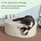 Sunhoo Elevated Cat Beds for Indoor Cats Enclosed House Hideaway Raised Kitty Hammock Large with Washable Cover Kitten Cave Pet Hut Puppy Condo Cubby Plush Cushion Easy Assembly 23.6 * 17.7 * 10.6in