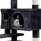 Topeakmart 54in Cat Tree, Cat Tower w/Large Cat Condo Scratching Posts and Perch, Cat Stand House Furniture, Black