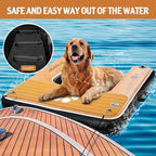 FBSPORT Inflatable Dog Boat Ramp Floating Dock Water Ladder for Pool, Boat, Non-Slip EVA Floating Ladder Pool Ramp for Dog Up to 220 LBs, Safe & Easy Access