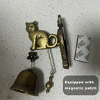 Vintage Metal Doorbell Animal Figure Decorative Doorbell Cat Shape Decoration Hanging Bell for Yard or Garden Decorative Retro Style Lovely Cat Hand Bell Antique Style Shopkeepers Door Bell