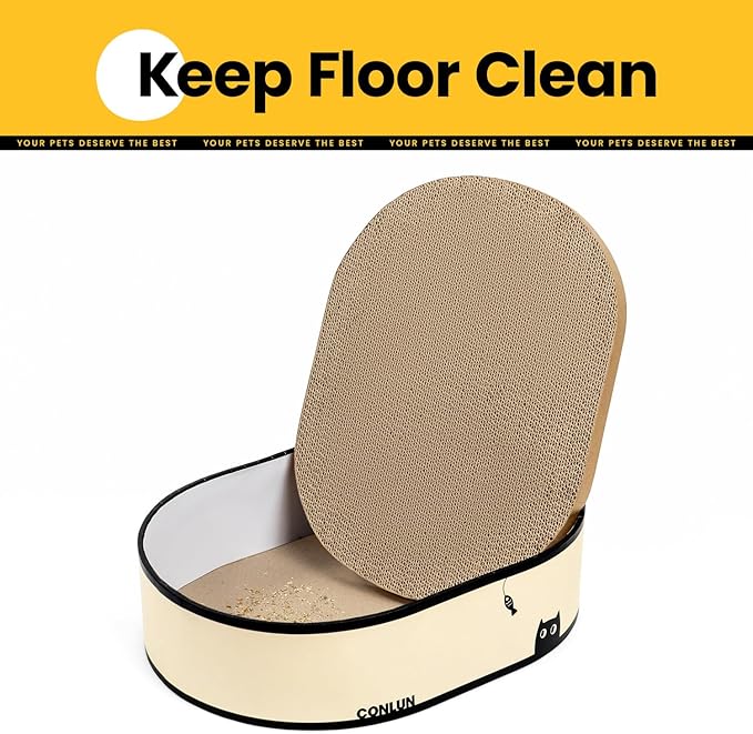 Cat Scratcher Box with 4 Cat Scratching Board Reversible Cat Scratch Pad, Heavy Duty Corrugated Cardboard Cat Bed Lounger Cat Scratchers for Indoor Cats, Protects Furniture,Kittens Gifts-Large