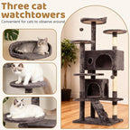 BestOffice 54 Inch Cat Tree, Multi-Level Cat Tower with Condo, Perches, Sisal Scratching Posts, Climbing Ladder,Indoor Activity Center Play House for Kittens & Adult Cats, Purple