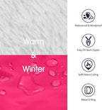 IECOii Large Dog Coat with Harness Built in - Rosered, Large - Waterproof Windproof Dog Winter Coat, Fleece Lined Zip Snow Jacket for Dogs Thermal Outdoor Snowsuit Cold Weather Jackets Bulldog