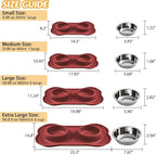 Hubulk Pet Dog Bowls 2 Stainless Steel Dog Bowl with No Spill Non-Skid Silicone Mat + Pet Food Scoop Water and Food Feeder Bowls for Feeding Small Medium Large Dogs Cats Puppies (Burgundy, Small)