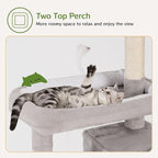 Cat Tree Tower 60inch - Multi-Level Indoor Activity Center with Sisal Scratching Posts, Condo, Plush Perch & Hanging Toys for Large Cats (Light Gray)