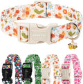 ARING PET Dog Collar, Cute Spring Summer Insects Bee Floral Doggy Collars with Quick Release Buckle for Puppy Small Medium Large Dogs-M