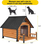 Dog House Outdoor,Dog Kennel Outside for Large Breed,Weatherproof Large Dog Shelter with Anti-Chewing Iron Frame (Brown-N, 45" D x 32.9" W x 32.6" H)