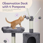 57" Cat Tower for Indoor w/Cat Toy Balls, Modern Cute Cat Tree for Cats Kittens, Multi-Level Cat Activity Tree w/Scratching Posts, Cat Cave Condo,for Indoor Cat Kitty as Pet Play House Activity Center