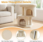 PETSITE 26-inch Small Cat Tree, with Sisal Scratching Post, Double Comfy Condos, and Spacious Top Perch, Ideal for Indoor Cats and Kittens (Beige)