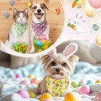 Abbylike 50 Pcs Easter Dog Bandanas Bulk Bunny Egg Carrot Bandanas for Dogs Triangle Kerchief Bibs Scarf Set for Pet Easter Costume Photo Props Accessories Pet Shops, 25 Styles (19.7 x 13.8 x 13.8)