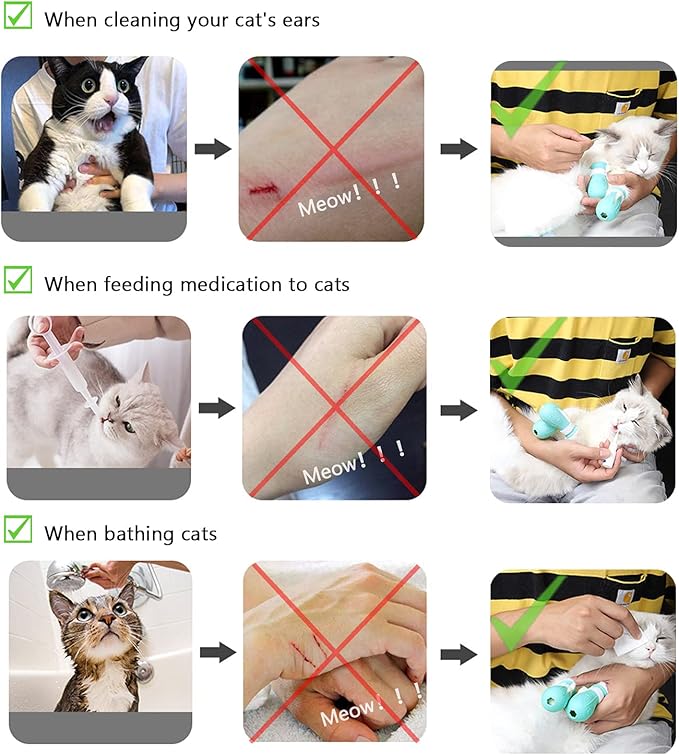 4 Pieces Scratch Cover for Nursing Rehabilitation Cat Boots, Adjustable Bathing Gloves (Green)
