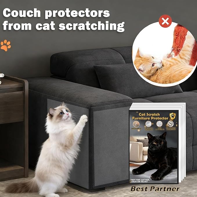 Cat Scratch Furniture Protector 14Pack Clear Anti Cat Scratch Protector, Single-Sided Self-Adhesive Furniture Cat Scratch Protector (14 Pack)