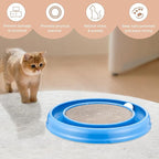 Cat Scratching Board with Balls for Cats Grinding Claw, Round Cat Scratcher Interactive Toy, Cat Ball Track Scratcher Pad for Cats Exercise Play(Blue)