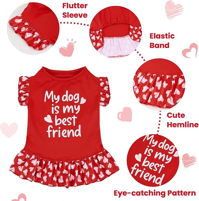XPUDAC 4 Pack Cute Dog Dress for Small Dog, Floral Pet Clothes Sweet Girl Puppy Dress Colorful for Birthday Holiday Spring Summer Pet Outfits Skirt for Girls, L
