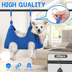 Supet Dog Grooming Hammock Harness for Dogs Cats, Relaxation Pet Nail Clipper Hammock, Restraint Dog & Small Animal Leashes Sling for Groomingk for Nail Trimming (Blue, 2XS)