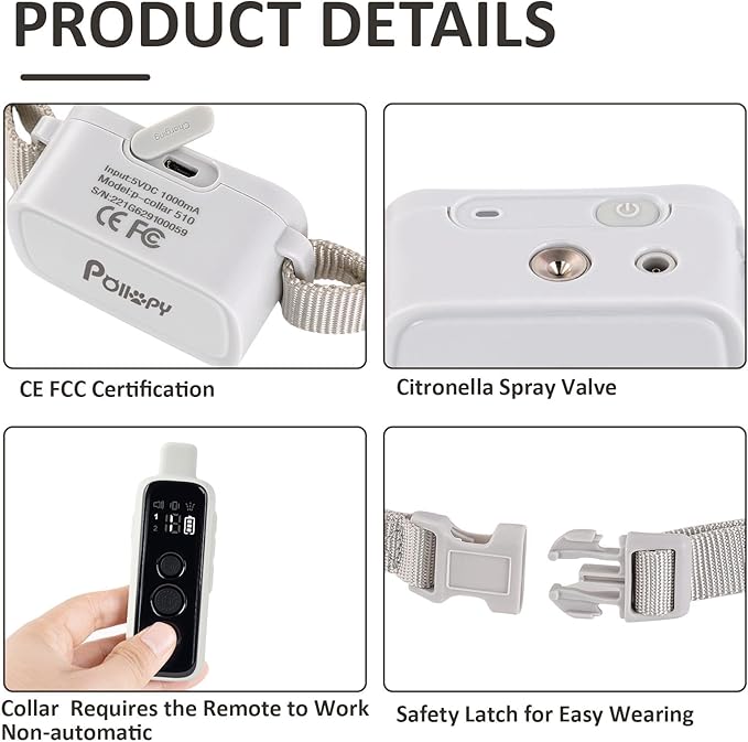 Citronella Dog Collar with Remote, Safer 3 Modes Spray/Vibration/Beep Dog Training Collar, Humane No Shock Citronella Bark Collar, Rechargeable 1000ft Range Spray Dog Collar -Only Works with Remote