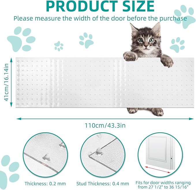 KHS 3.6FT Carpet Scratch Stopper, 2PCS Plastic Carpet Protector for Pets, Non-Slip Anti Scratch Under Door Cat Scratch Protector Mat, Easy to Cut Cat Scratch Protector Mat