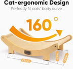 FUKUMARU Cat Scratcher Bed Sisal, 23.6 Inch Durable Scratching Bed for Indoor Cats, Large Cat Scratch Pad, Natural Sisal Hammock, Solid Wood Frame Lounger Chair for Sleep & Scratch (Wood)