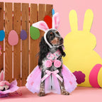 3 Pieces Easter Dog Costume Set Including Easter Rabbit Ears Headband Easter Dog Tutu Dress Cute Pet Tutu Pink Easter Pet Scarf for Medium Dogs Holiday Outfit Accessory