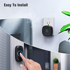 SECRUI Wireless Doorbell with 2 Buttons, Waterproof Mini Door Bell 1,000ft Range 110dB Mute Mode 58 Door Chimes & Colorful LED Flashing - Black