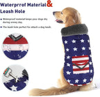 Dog Coat, Waterproof Dog Winter Jacket with Pocket, Reflective Adjustable Pet Snow Vest, Warm Cozy Fleece Sweater for Small Medium Extra Large Dogs - American Flag, L