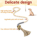 Jexine 3 Pcs Dog Bell for Door Potty Training Adjustable Wooden Beads Hanging Dog Door Bells for Puppy Training Doorbells to Ring to Go Outside Pet Supplies, Black, Gray, White